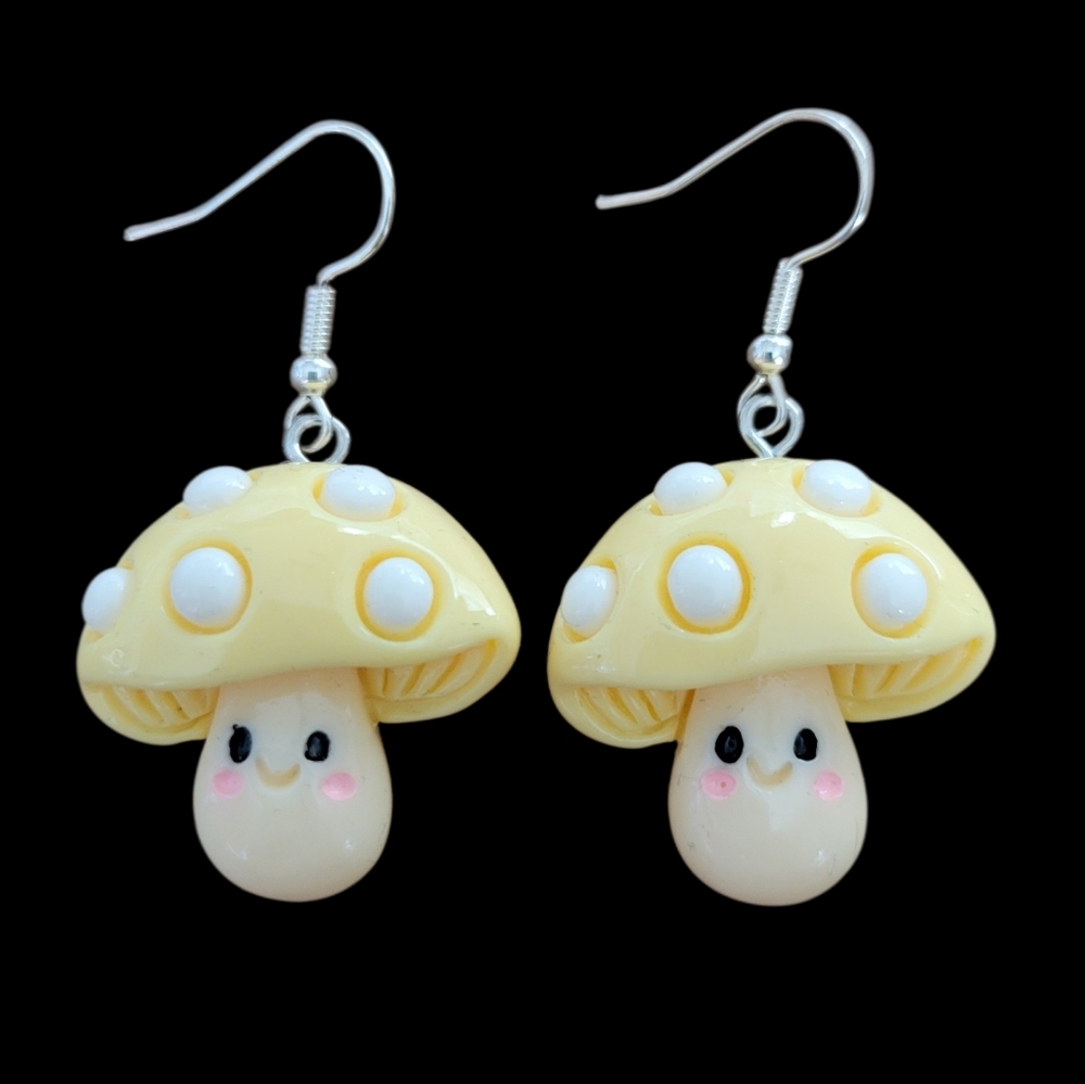 Yellow Mushroom Earrings